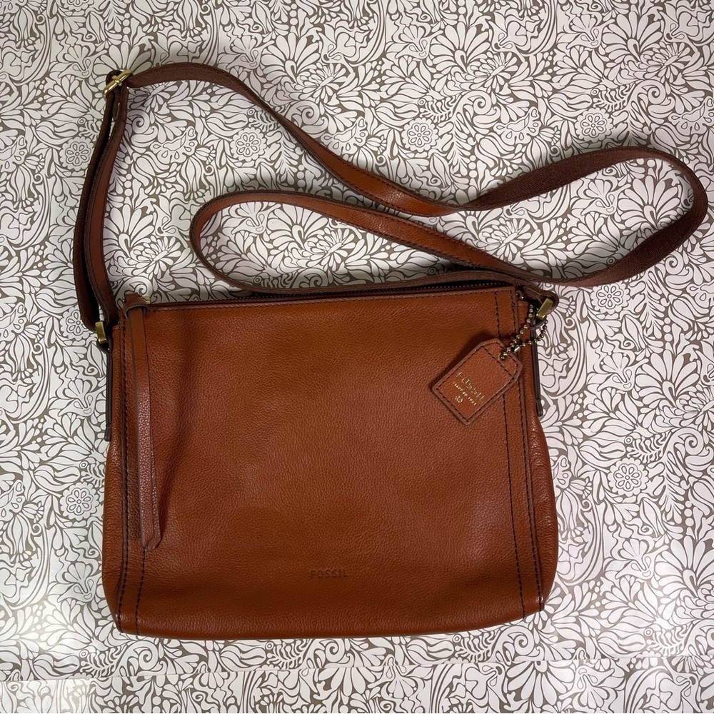 Fossil leather medium crossbody bag